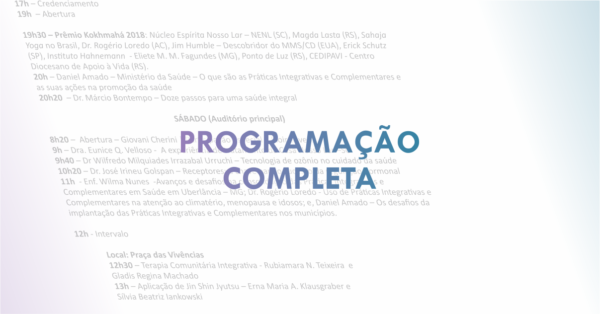 Programação Completa – 12ª Encontro Holístico Brasileiro
